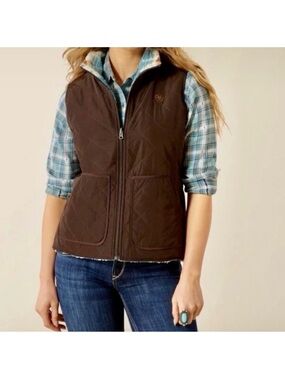 Ariat Dilon reversible vest 2.0 Aztec fleece print brown size large